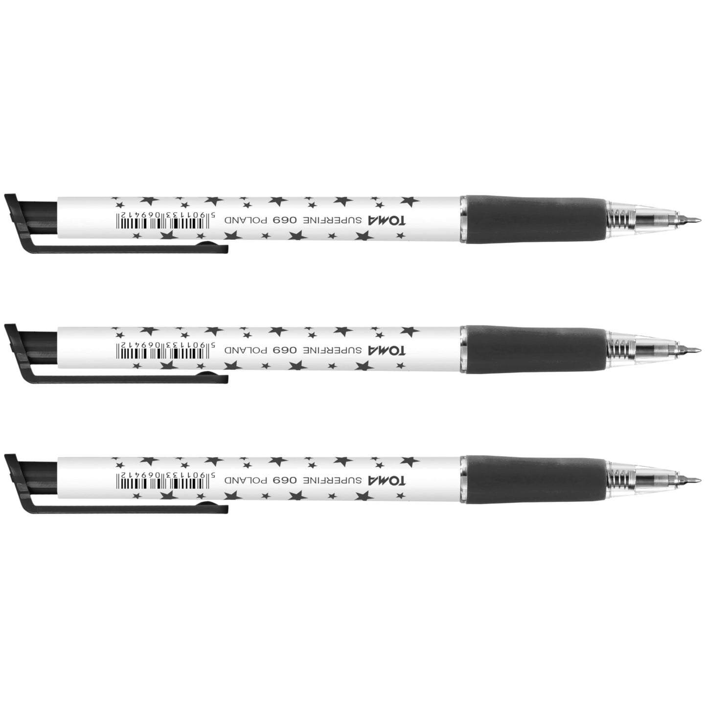 Ballpoint Pens, Retractable Smudge Free Pens, Extra Fine Point 0.5 mm, Ideal for School, Office, Everyday Use (Black, 3 Pens)