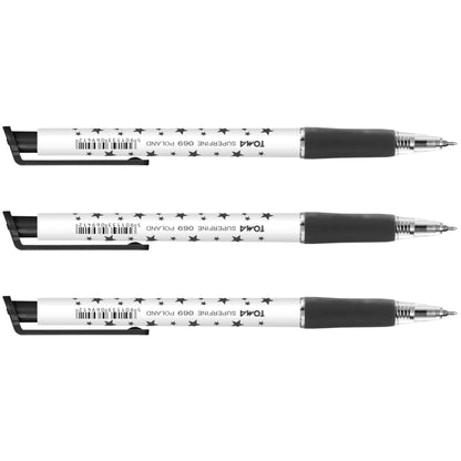 Ballpoint Pens, Retractable Smudge Free Pens, Extra Fine Point 0.5 mm, Ideal for School, Office, Everyday Use (Black, 3 Pens)
