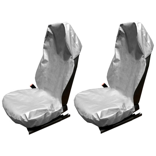 2 pcs Universal Waterproof Oil-Proof Garage Car Seat Cover - Heavy Duty Protection for Mechanics, Construction Workers (Silver)