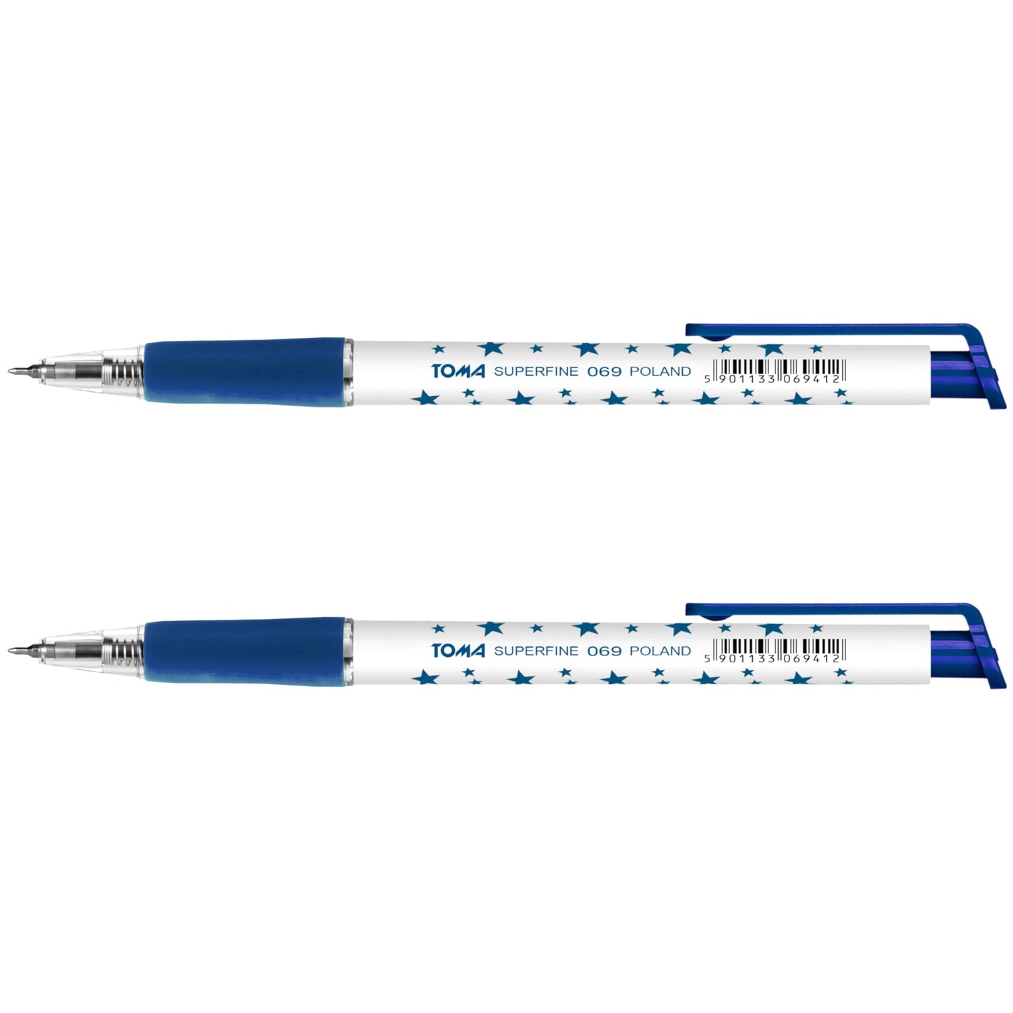 Ballpoint Pens, Retractable Smudge Free Pens, Extra Fine Point 0.5 mm, Ideal for School, Office, Everyday Use (Blue, 2 Pens)