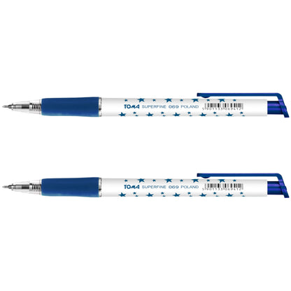 Ballpoint Pens, Retractable Smudge Free Pens, Extra Fine Point 0.5 mm, Ideal for School, Office, Everyday Use (Blue, 2 Pens)