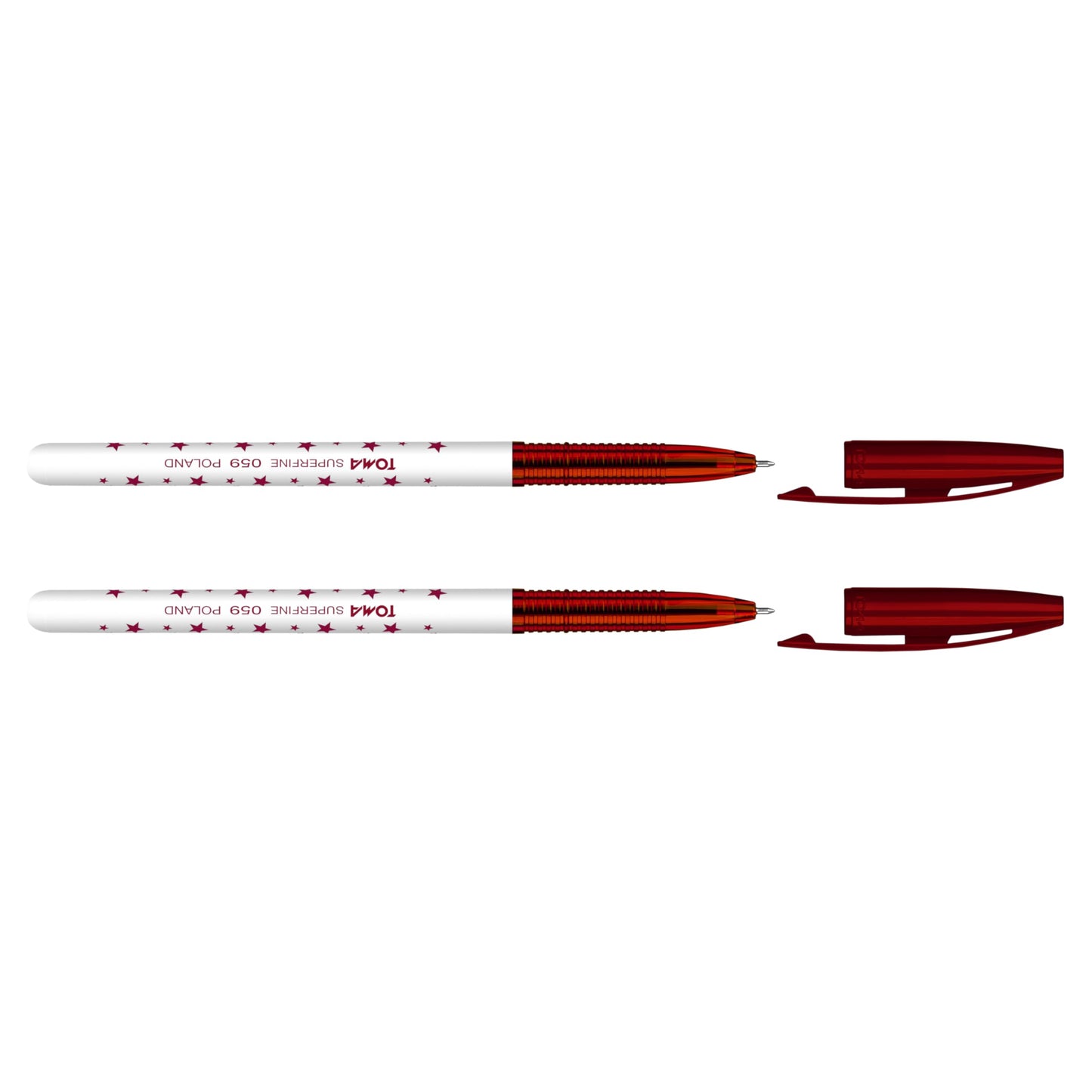 Ballpoint Pens, Smudge Free Ballpoint Pens, Extra Fine Point 0.5 mm, Ideal for School, Office, Everyday Use (Red, 2 Pens)