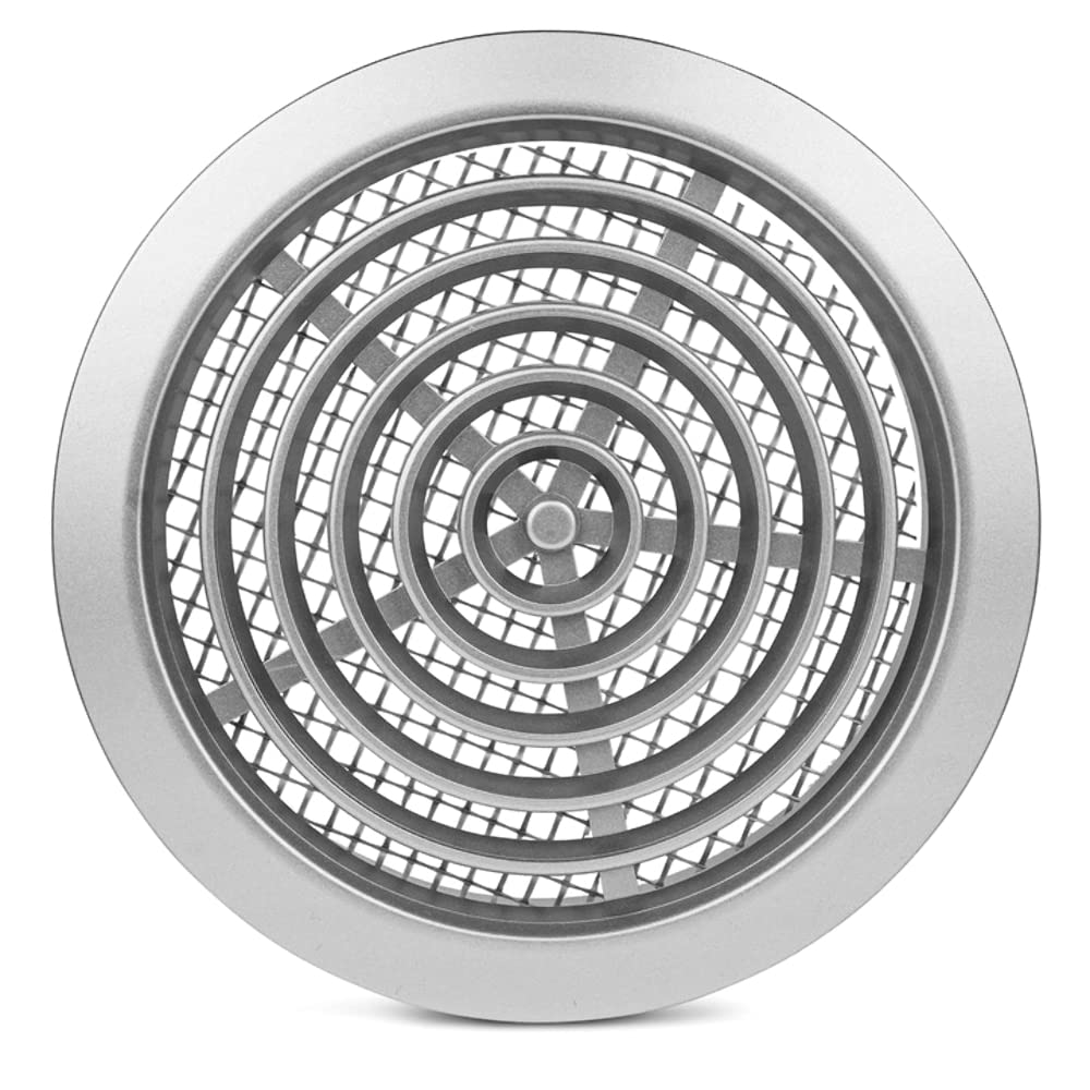 Silver Mini Round Air Vent Grille 80mm with Flange and Fly Screen Ventilation Cover