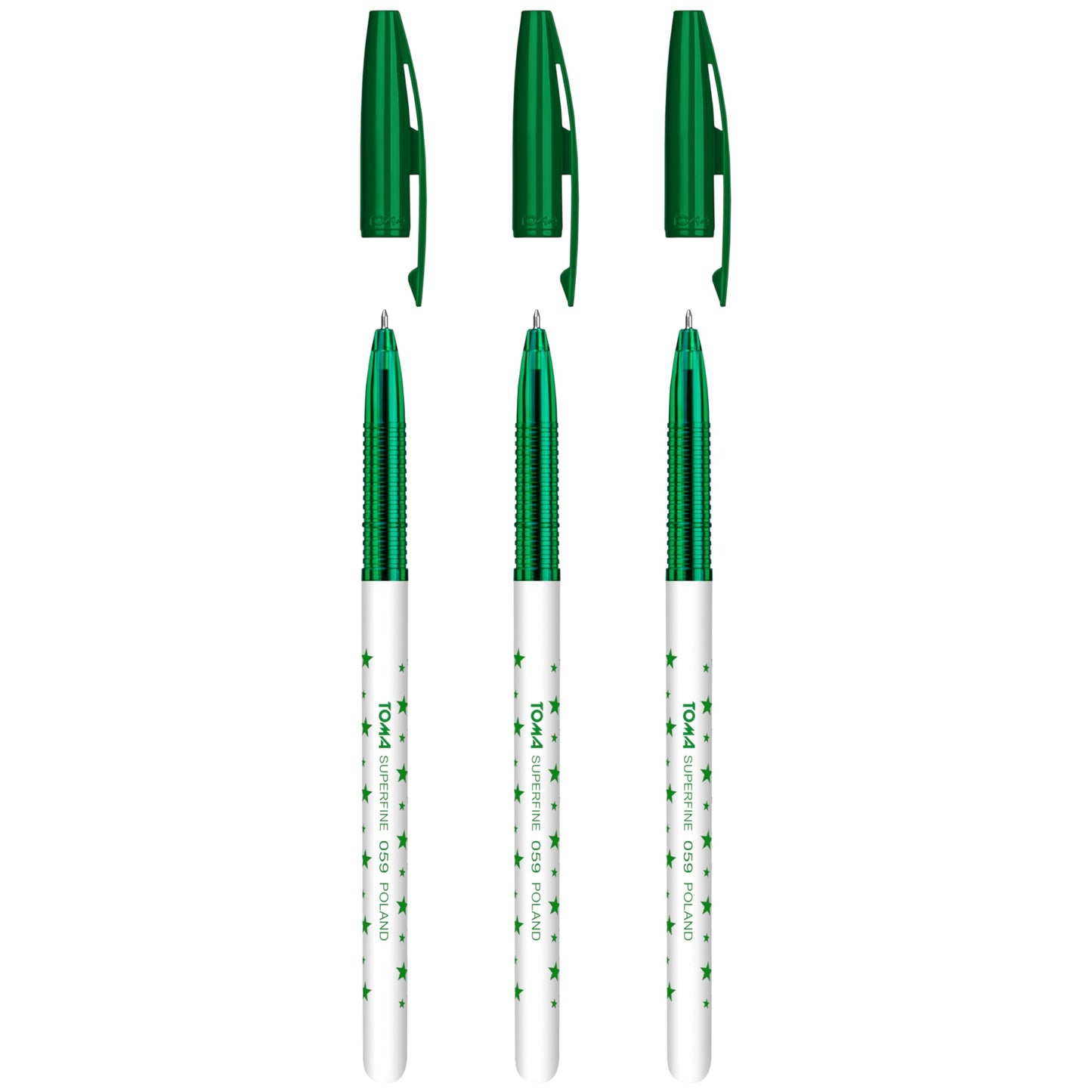 Ballpoint Pens, Smudge Free Ballpoint Pens, Extra Fine Point 0.5 mm, Ideal for School, Office, Everyday Use (Green, 3 Pens)