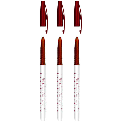 Ballpoint Pens, Smudge Free Ballpoint Pens, Extra Fine Point 0.5 mm, Ideal for School, Office, Everyday Use (Red, 3 Pens)