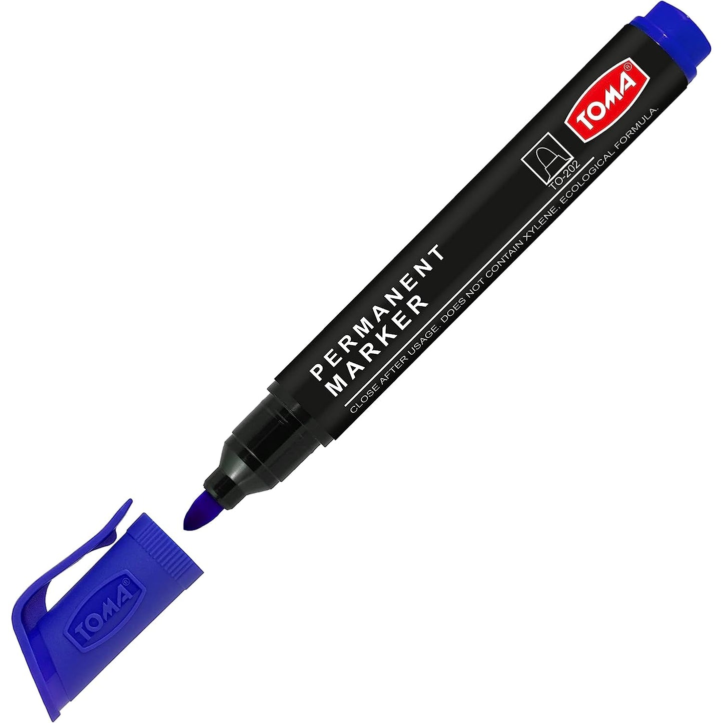 Blue Permanent Marker Pen - Waterproof 2.0 mm Fibre Tip - Durable Writing Marker for Cardboard, Plastic, Metal, Glass, Wood