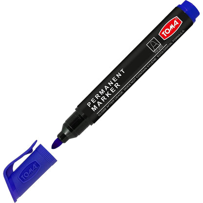Blue Permanent Marker Pen - Waterproof 2.0 mm Fibre Tip - Durable Writing Marker for Cardboard, Plastic, Metal, Glass, Wood