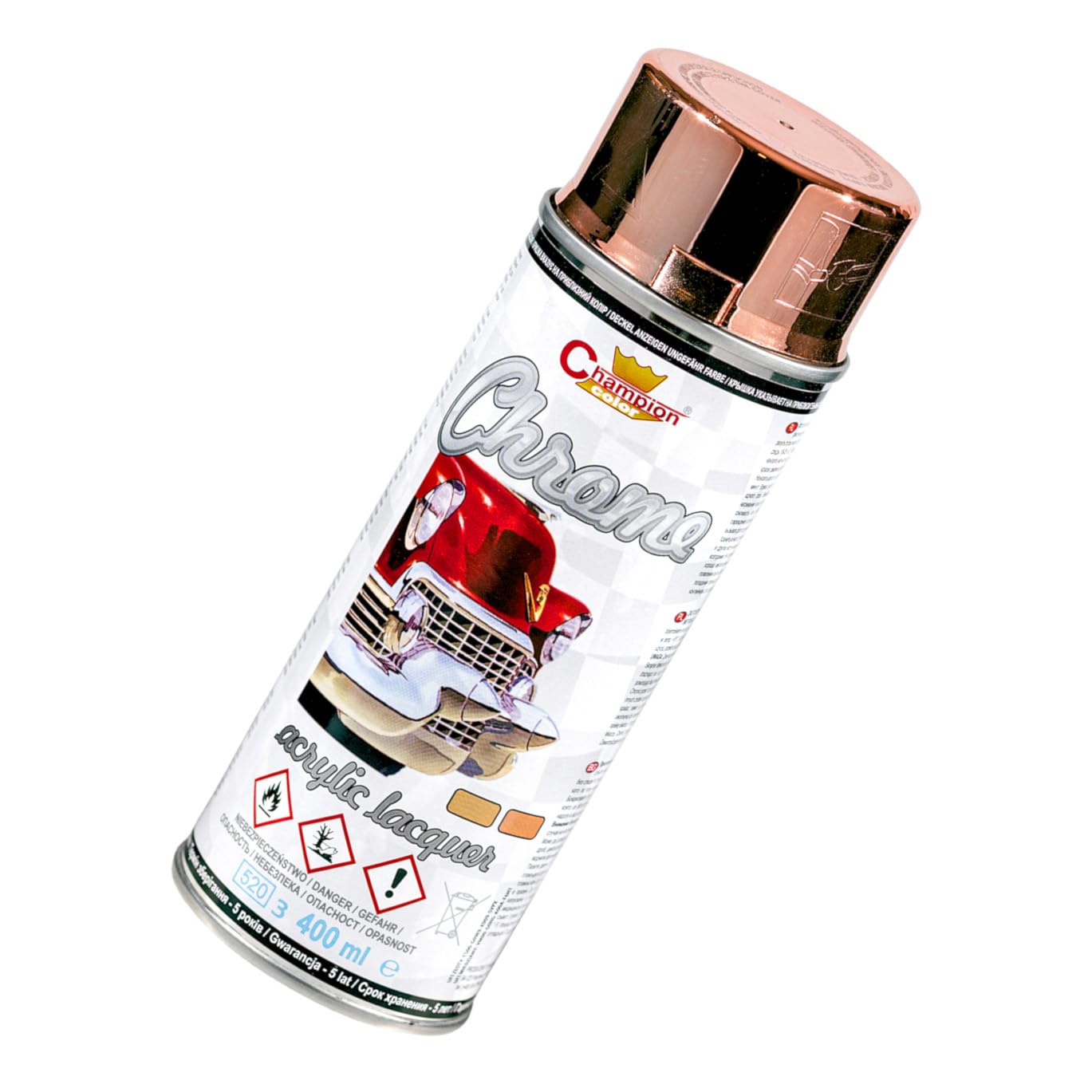 2 x 400 mL Copper Super Chrome Metallic Acrylic Spray Paint - High Gloss Decorative Finish for Art, DIY, Craft and Display Items - Even Coverage and Smooth Structure
