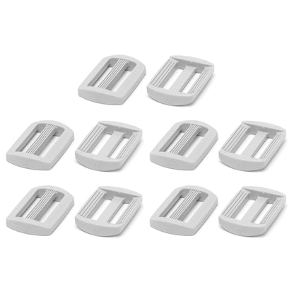 3 Bar Tri Glide Sliders Buckles Fasteners for 25 mm / 1 in Webbing Strap, Backpack, Bag - White, Plastic (Pack of 10)