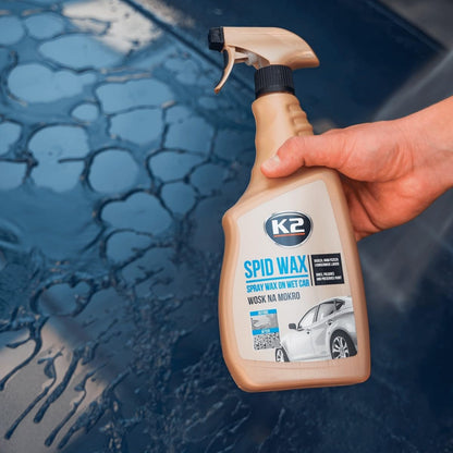 K2 Spid Wax 750ml Synthetic Spray Wax - Wet Drying Wax and Quick Detailer for Car Paint