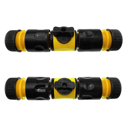 In-Line Shut-Off Valve for Join Garden Hose Pipe Tube, Double Male Connector Valve Extender & Hose Connectors (Yellow, Pack of 2)