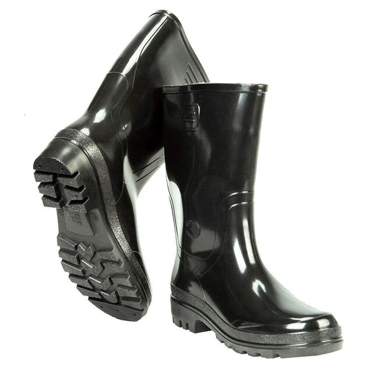 Black Men's Wellington Boots Waterproof Wellies Durable PVC Gardening (Size UK 7 / EU 41)