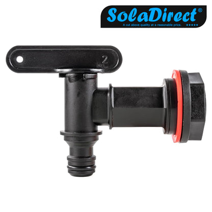 3/4" BSPM Faucet Tap with Valve for Buckets Water Tank Butt Bucket Garden (Black, Big)