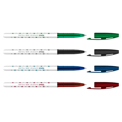 Ballpoint Pens, Smudge Free Ballpoint Pens, Extra Fine Point 0.5 mm, Ideal for School, Office (Set of 4 Colours, 4 Pens)