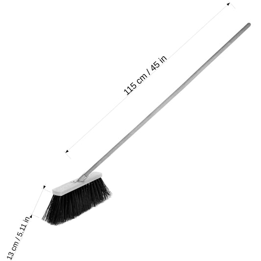 Traditional Wooden Broom with Extra Long Medium Soft Bristles (30 cm / 12 in, With Handle)