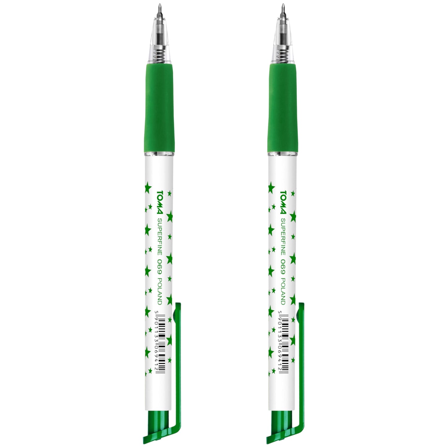 Ballpoint Pens, Retractable Smudge Free Pens, Extra Fine Point 0.5 mm, Ideal for School, Office, Everyday Use (Green, 2 Pens)