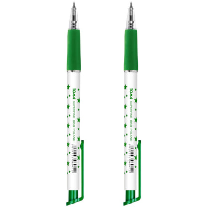 Ballpoint Pens, Retractable Smudge Free Pens, Extra Fine Point 0.5 mm, Ideal for School, Office, Everyday Use (Green, 2 Pens)