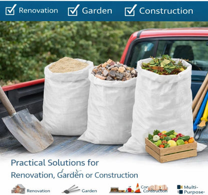 20 x Bags Sacks Woven Large Extra Heavy Duty Rubble Sand Bags Sacks Polypropylene (50 x 90 cm)