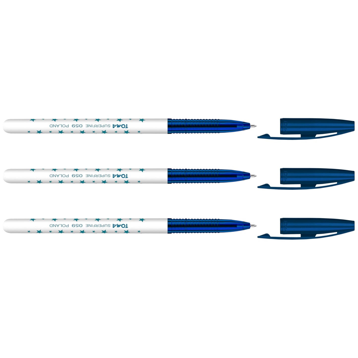 Ballpoint Pens, Smudge Free Ballpoint Pens, Extra Fine Point 0.5 mm, Ideal for School, Office, Everyday Use (Blue, 3 Pens)