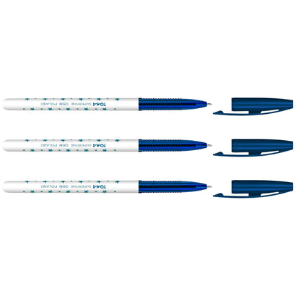 Ballpoint Pens, Smudge Free Ballpoint Pens, Extra Fine Point 0.5 mm, Ideal for School, Office, Everyday Use (Blue, 3 Pens)