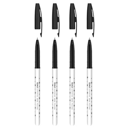Ballpoint Pens, Smudge Free Ballpoint Pens, Extra Fine Point 0.5 mm, Ideal for School, Office, Everyday Use (Black, 4 Pens)