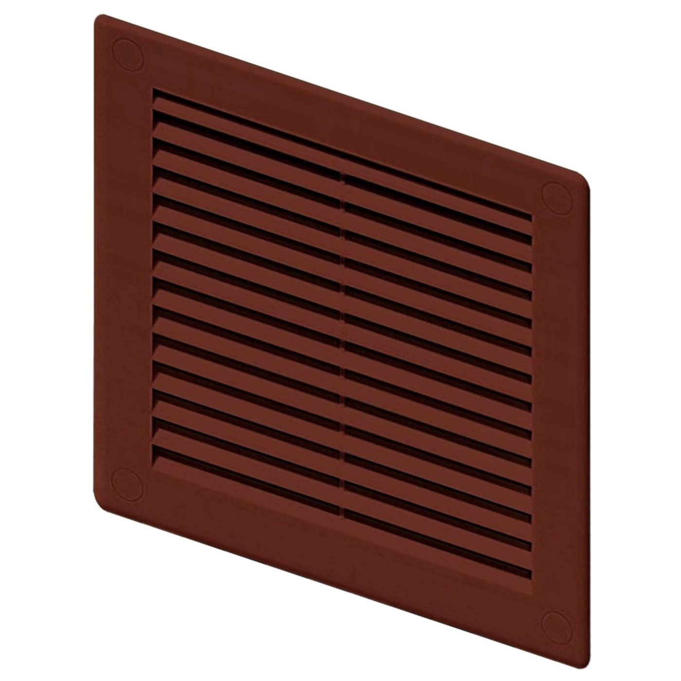 Brown Louvred Wall Vent Grille with Flyscreen and Screw Covers, 150 x 150 mm, Air Ventilation Duct Cover with Flat Back
