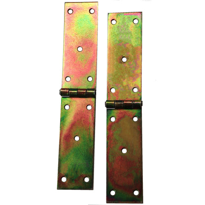 Pack of 2 x 250 mm Backflap Hinge Galvanised, Steel Back Flap Hinges, Weather Resistant, Rust Corrosion Proof, Strap Hinges