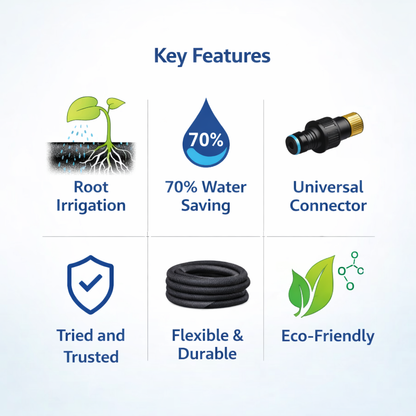 Soaker Hose, Porous Pipe, 50 m / 164 ft Long, REACH Compliant, Water Saving up to 70%