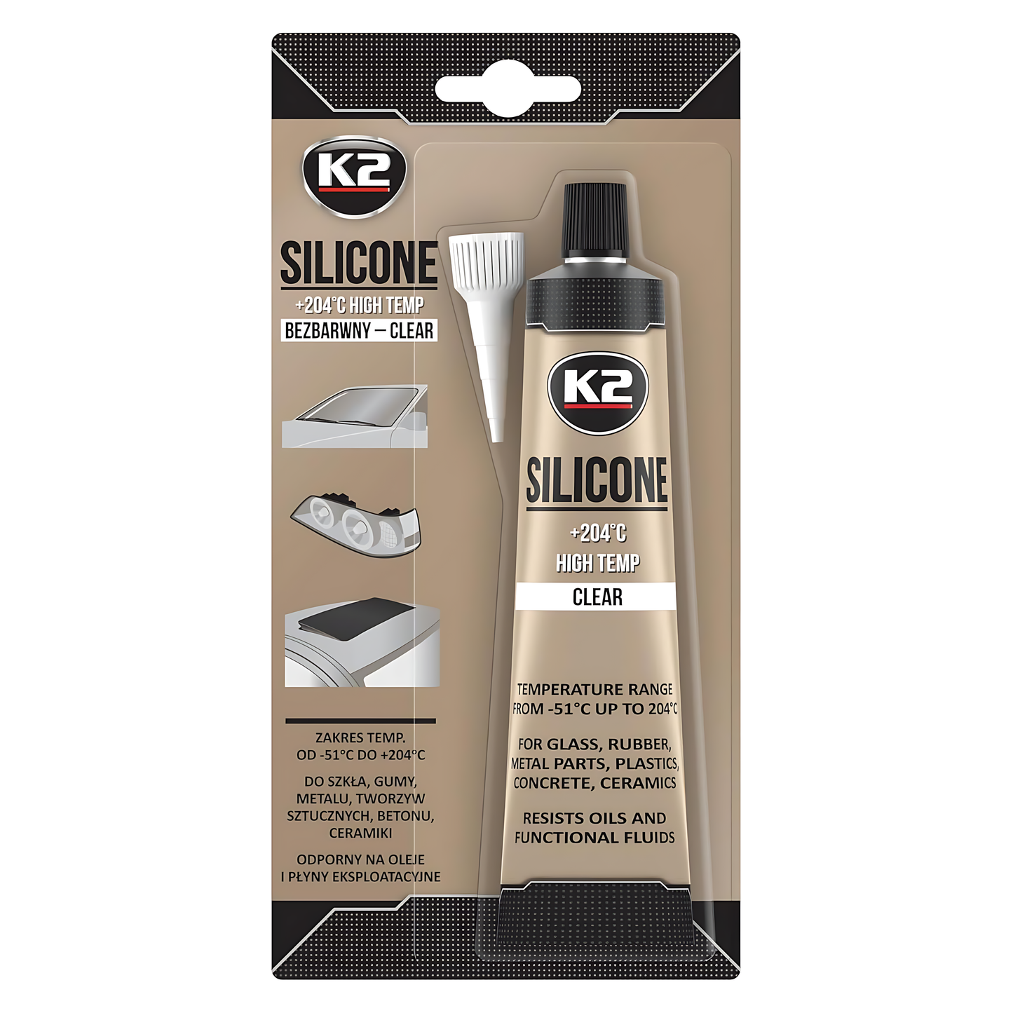 K2 Clear Silicone 85g High-Temperature +204 C Gasket Maker - Sealant for Engine Parts & Automotive