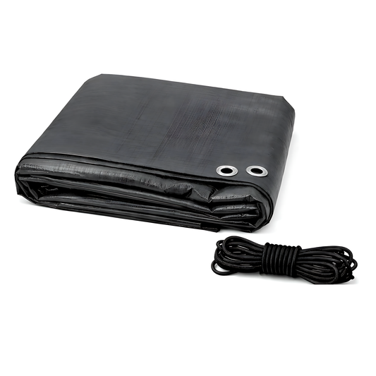Graphite Grey Heavy Duty Tarpaulin 8 x 12 m 200 GSM Waterproof UV Resistant Poly Tarp, Eyelets, Reinforced Rope Edge, 10m Bungee