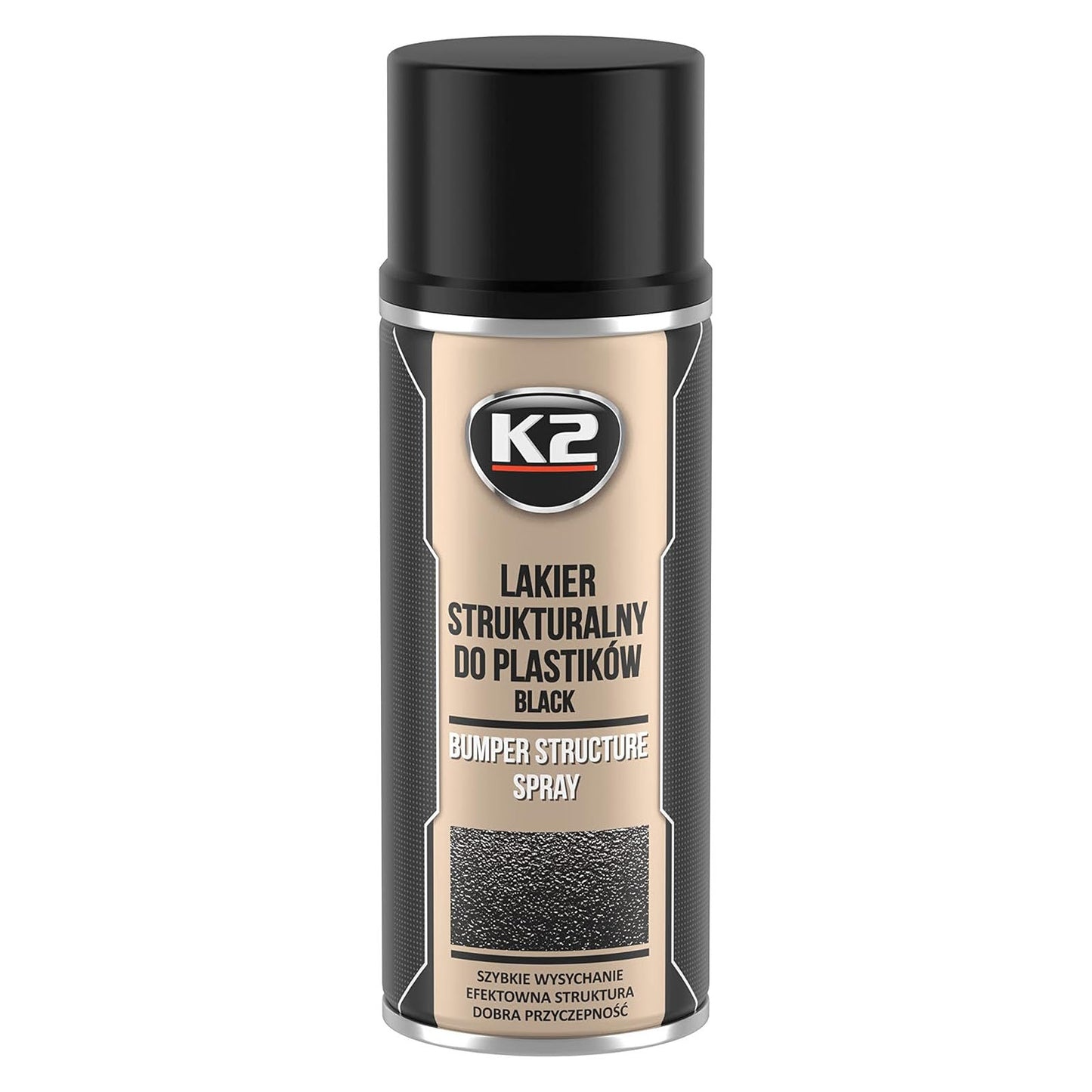 K2 Bumper 400ml Black Textured Paint - Fast-Drying Structural Plastic Paint for Car Bumpers