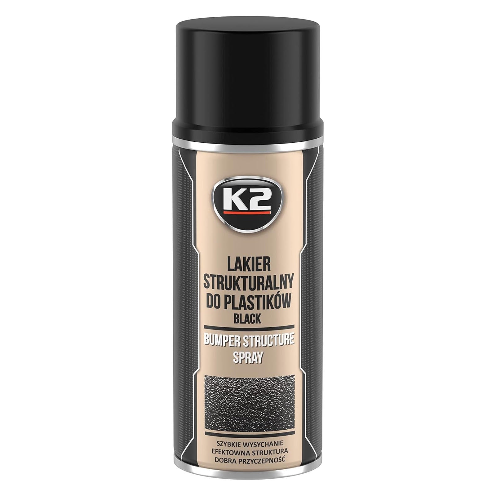 K2 Bumper 400ml Black Textured Paint - Fast-Drying Structural Plastic Paint for Car Bumpers