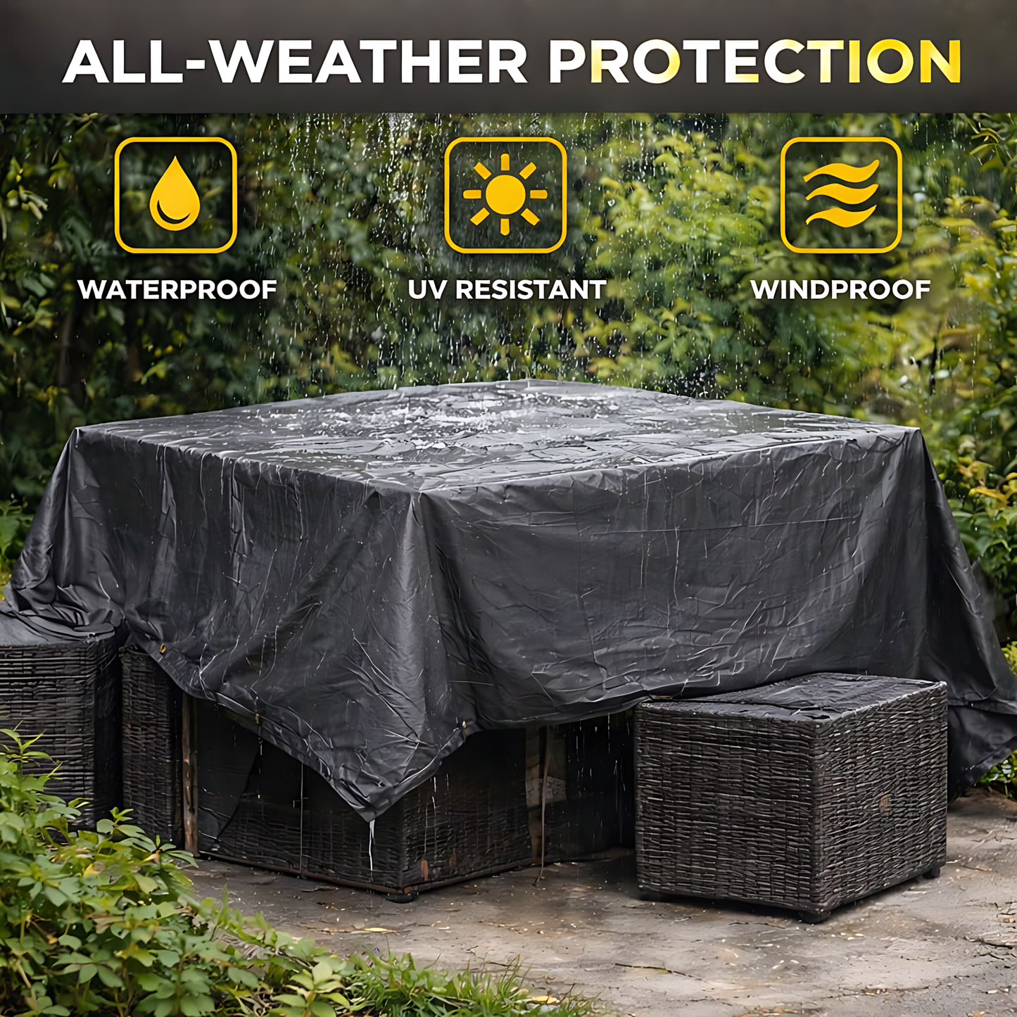 Graphite Grey Heavy Duty Tarpaulin 6 x 10 m 200 GSM Waterproof UV Resistant Poly Tarp, Eyelets, Reinforced Rope Edge, 10m Bungee