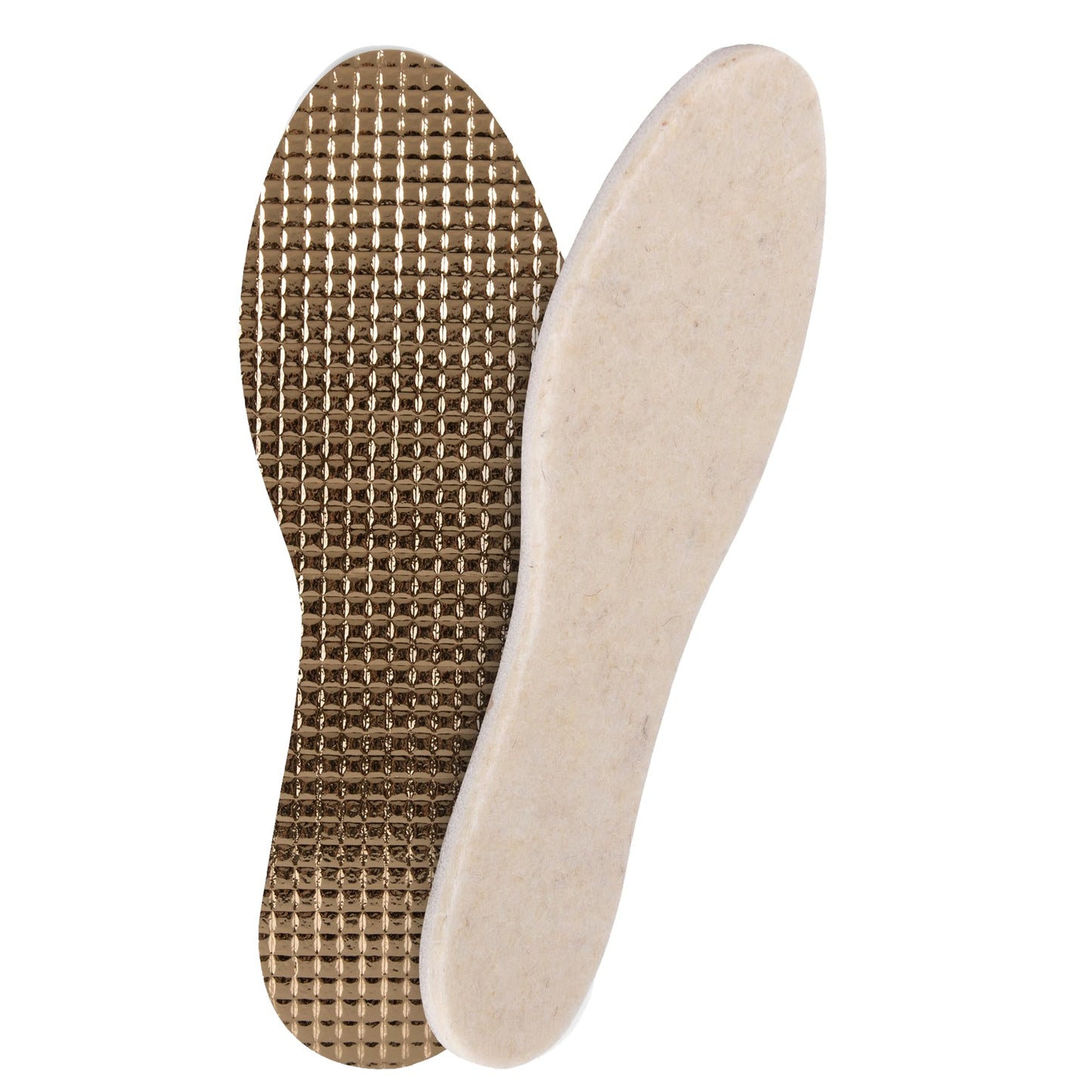 Insulating Shoe Inserts Insoles, Warm Shoe Thermal Triple Layer, Sheep Wool + Insulating Foam + Aluminium Foil (UK 9 / EU 43)
