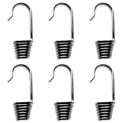 Steel Bungee Shock Cord Hook Spiral Wire Hooks End for 6 mm Elastic Rope Strapping Tape (6 mm, 6 pieces)