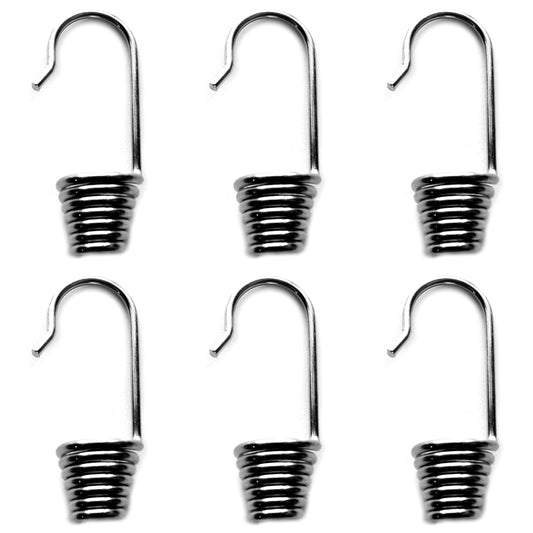 Steel Bungee Shock Cord Hook Spiral Wire Hooks End for 6 mm Elastic Rope Strapping Tape (6 mm, 6 pieces)
