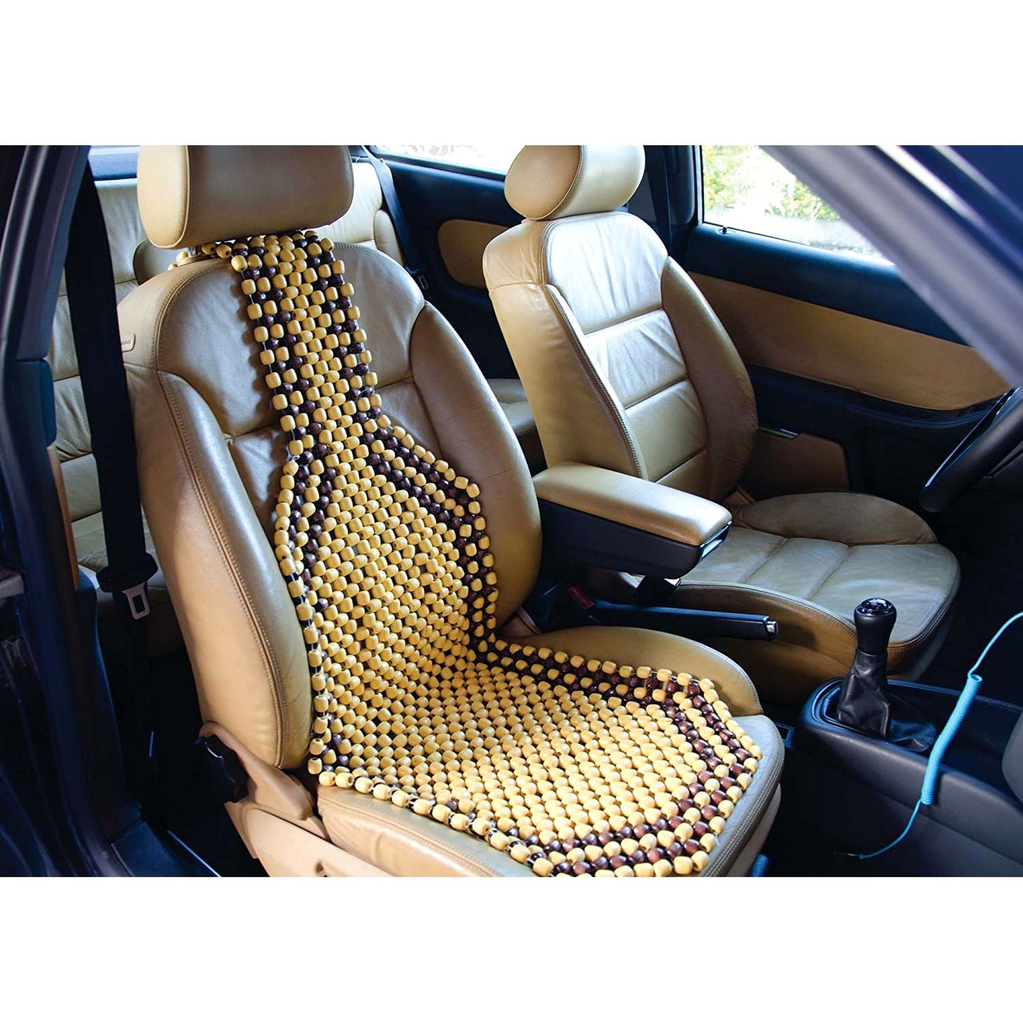 Brown Wooden Beaded Massage Car Front Seat Cover Cushion Comfortable