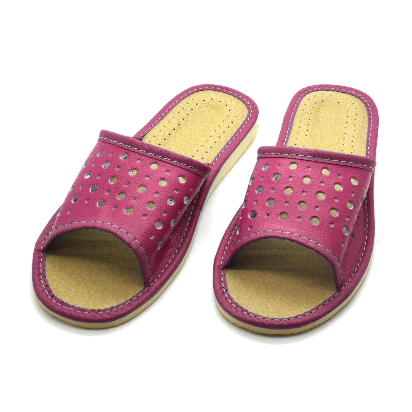 Women's Faux Leather Slippers Shoes, Open Toe Comfortable Slip-On Sandals Mules for Ladies (Purple, Size UK 6)