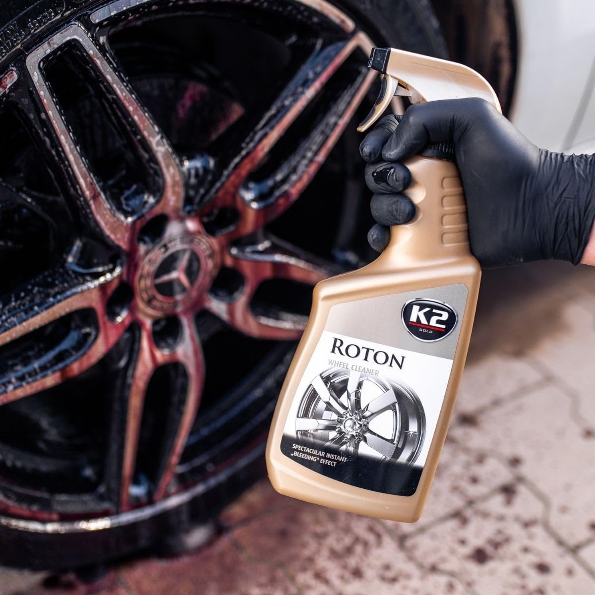 K2 Roton 700ml Wheel Cleaner, Brake Dust and Road Grime Remover for Steel, Alloy, Chrome, Painted Wheels - Colour-Changing Formula