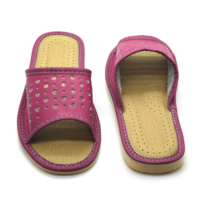 Women's Faux Leather Slippers Shoes, Open Toe Comfortable Slip-On Sandals Mules for Ladies (Purple, Size UK 5)