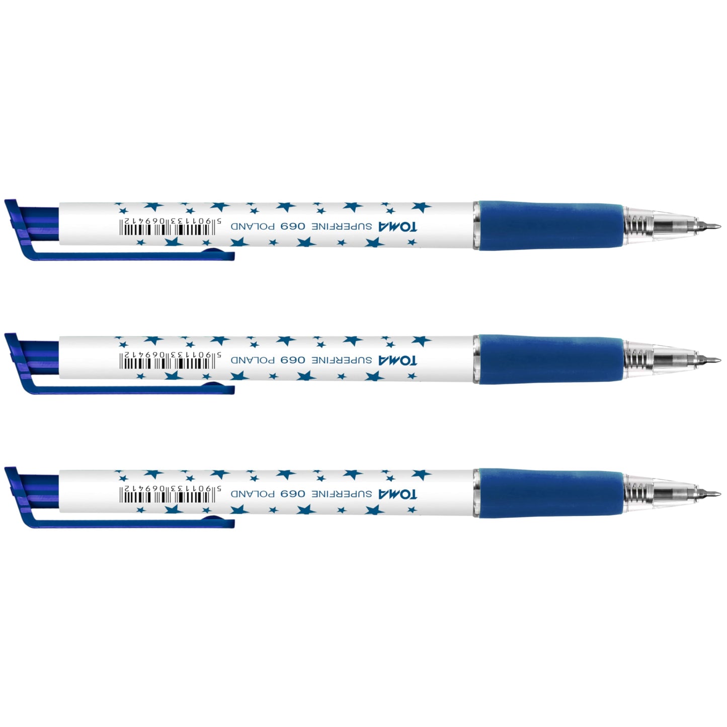 Ballpoint Pens, Retractable Smudge Free Pens, Extra Fine Point 0.5 mm, Ideal for School, Office, Everyday Use (Blue, 3 Pens)