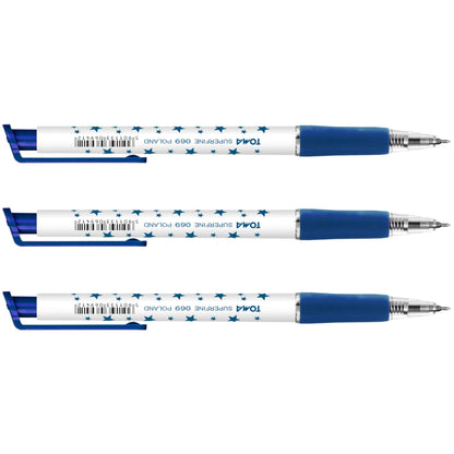 Ballpoint Pens, Retractable Smudge Free Pens, Extra Fine Point 0.5 mm, Ideal for School, Office, Everyday Use (Blue, 3 Pens)