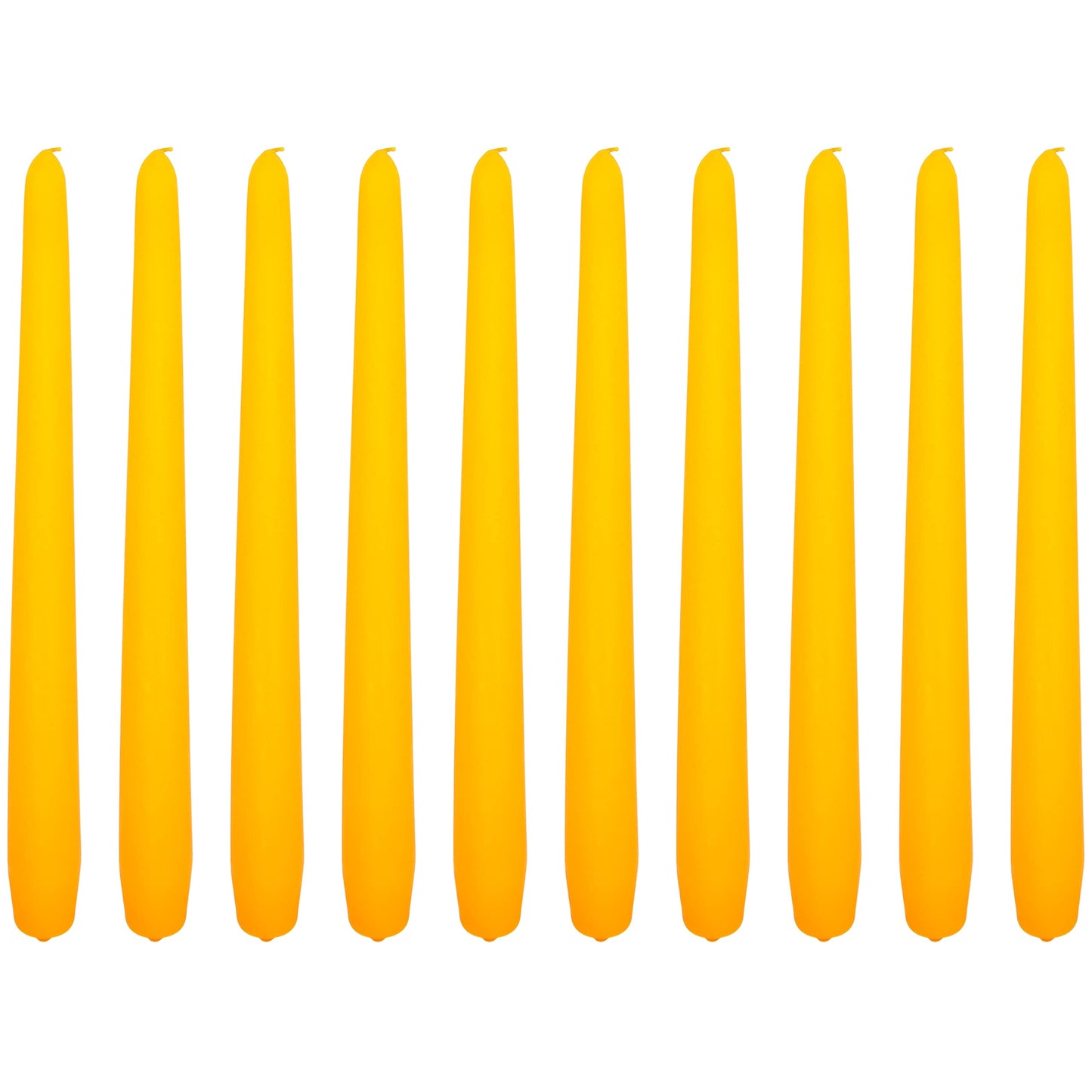 Tapered Dinner Candles, Pack of 10, Unscented, Long Burning Time, 24 cm / 19.45" (Orange, Matt)