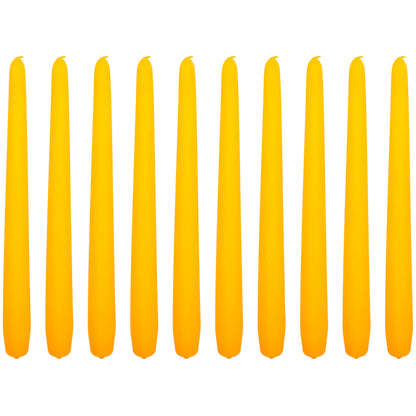 Tapered Dinner Candles, Pack of 10, Unscented, Long Burning Time, 24 cm / 19.45" (Orange, Matt)
