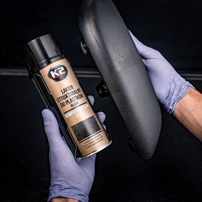 K2 Bumper 400ml Black Textured Paint - Fast-Drying Structural Plastic Paint for Car Bumpers