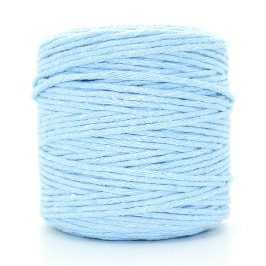 Premium Sky Blue Macrame Cord Twine, 100 m / 328 ft of 5 mm Thick Natural Cotton Thread Yarn Macrame Rope (Reel)