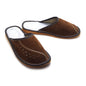 Men's Natural Suede Leather Slippers Shoes, Comfortable Slip-On Mules for Gents (Brown, Size: 6 UK / 40 EU)