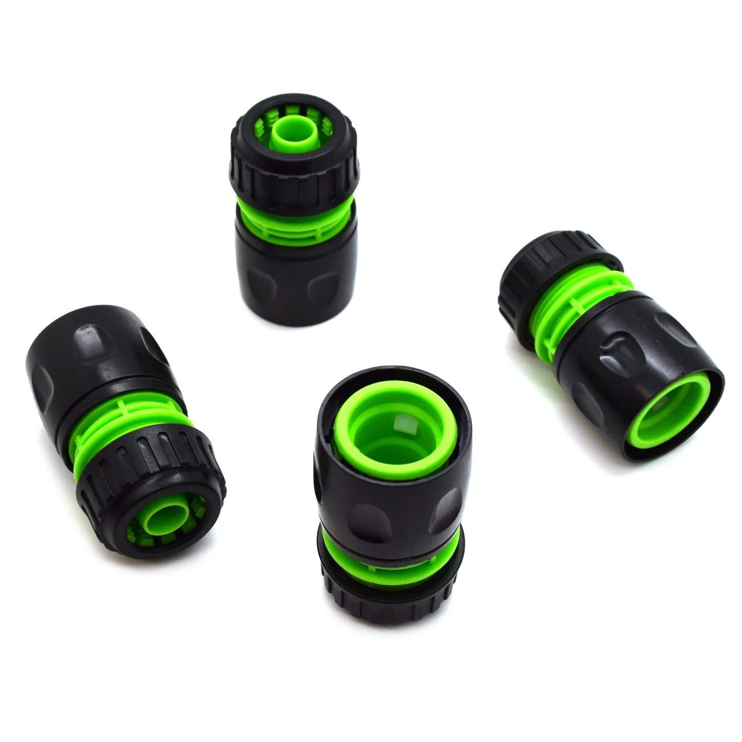 4 pack Hose End Quick Connect Fitting 1/2" Garden Hose Pipe Quick Connector (Green / Black)
