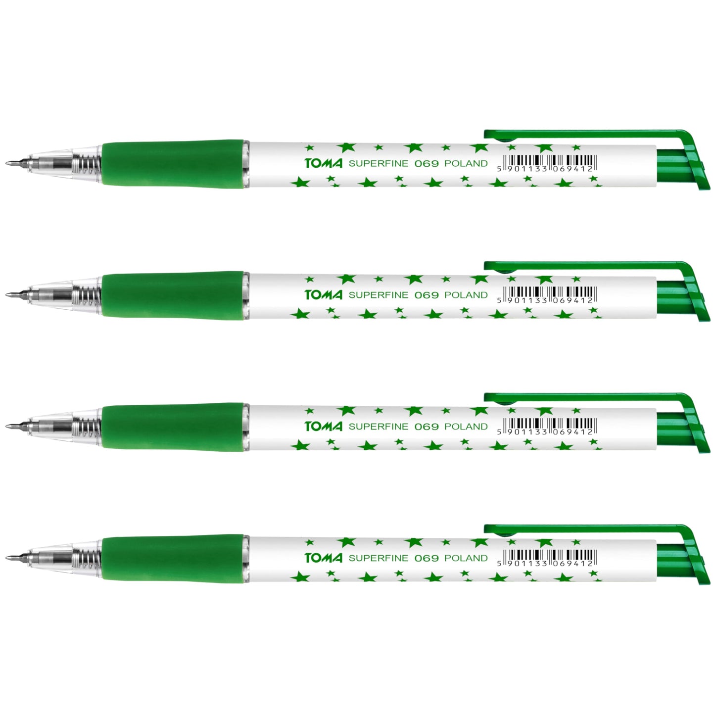 Ballpoint Pens, Retractable Smudge Free Pens, Extra Fine Point 0.5 mm, Ideal for School, Office, Everyday Use (Green, 4 Pens)