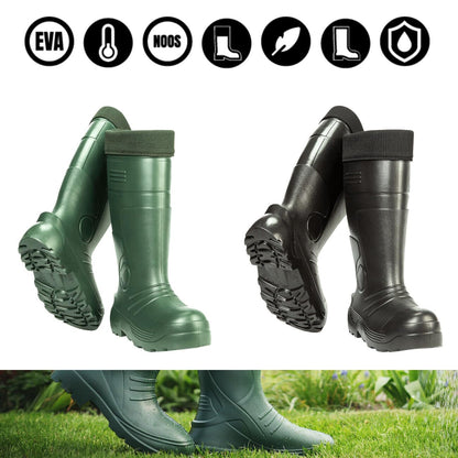 Green Men's Wellington Boots Fleece Lined Insulated Waterproof Wellies EVA (Size 10.5 UK / 45 EU)